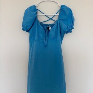 H&M Bright Blue Puff Sleeve Dress